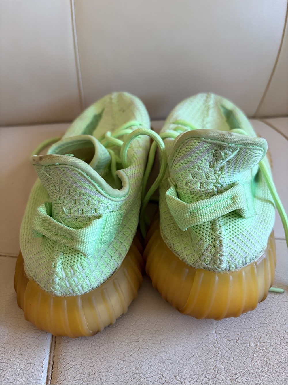 Yeezy Neon Green Athletic Sneakers with Gum Sole - Picture 4 of 4